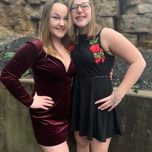 Maroon long sleeve dress with sparkles